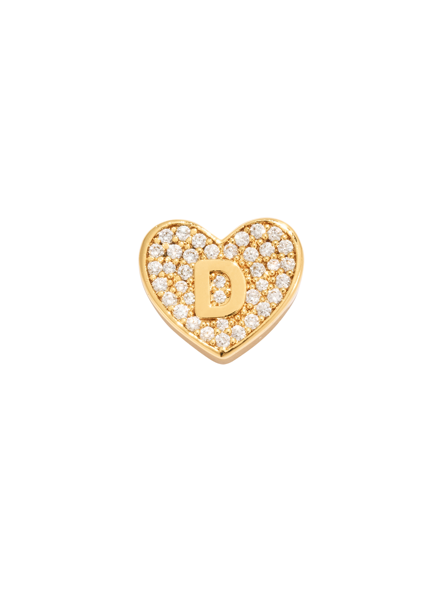 Paved Heart Initial Pendant - Gold