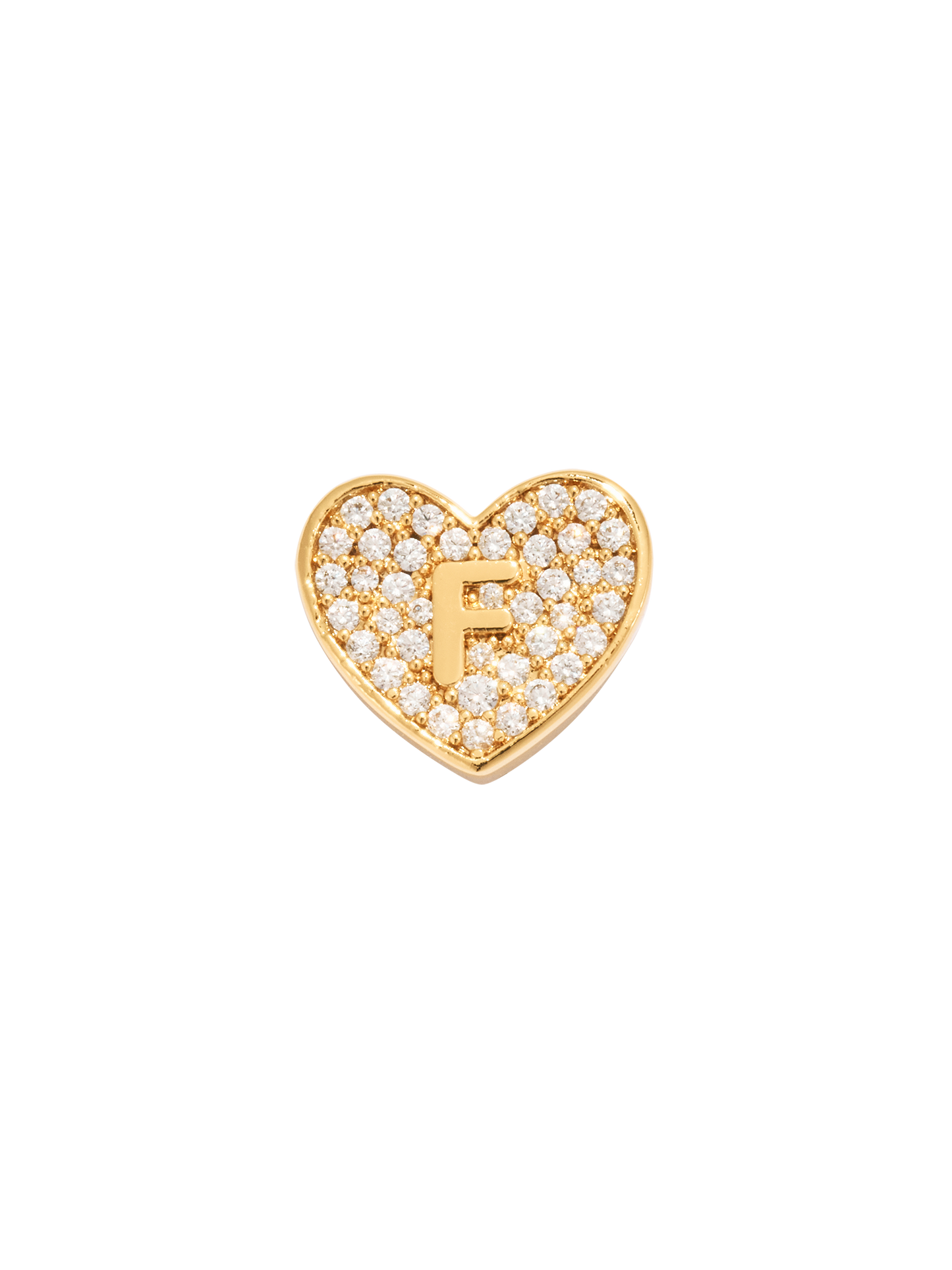 Paved Heart Initial Pendant - Gold