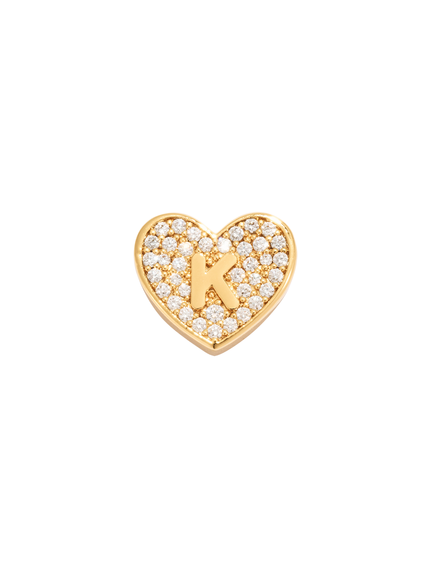 Paved Heart Initial Pendant - Gold