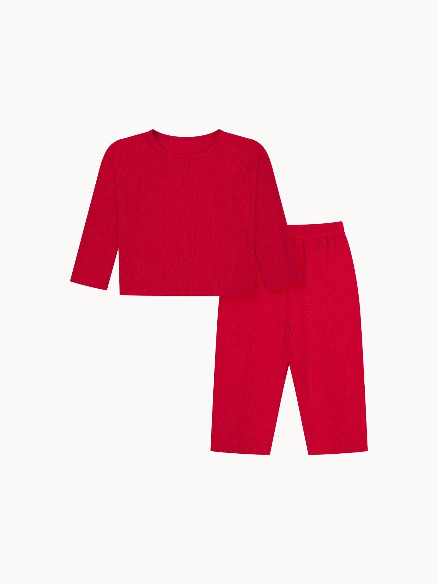 Kids Pointelle Red Pyjamas