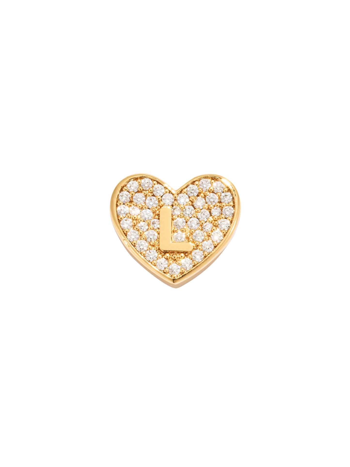 Paved Heart Initial Pendant - Gold