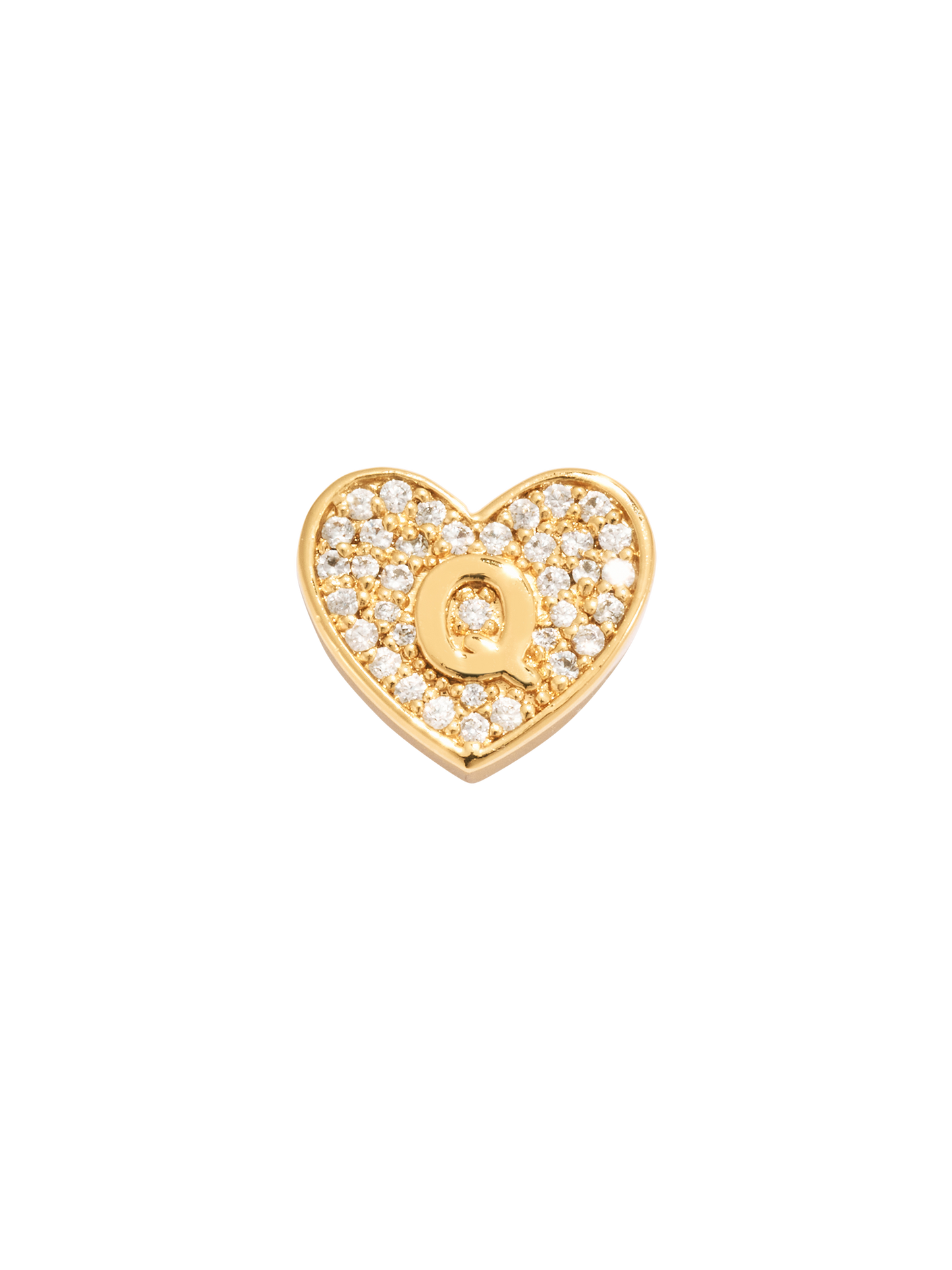 Paved Heart Initial Pendant - Gold