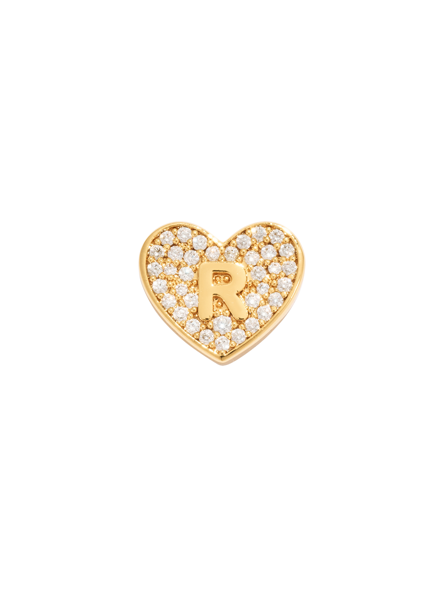 Paved Heart Initial Pendant - Gold