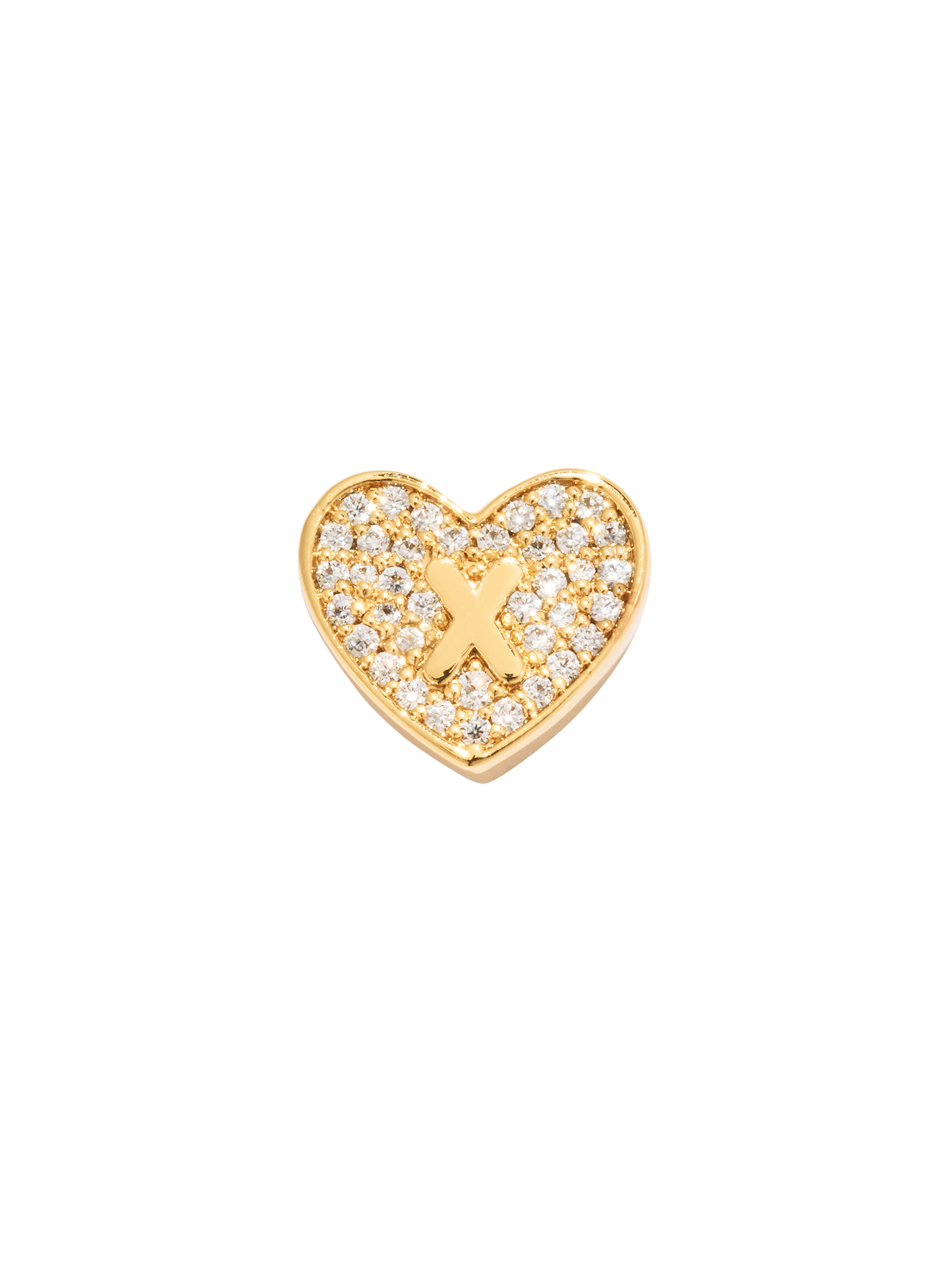 Paved Heart Initial Pendant - Gold