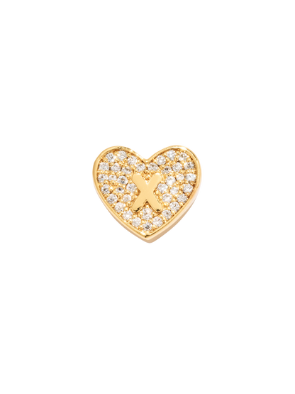 Paved Heart Initial Pendant - Gold